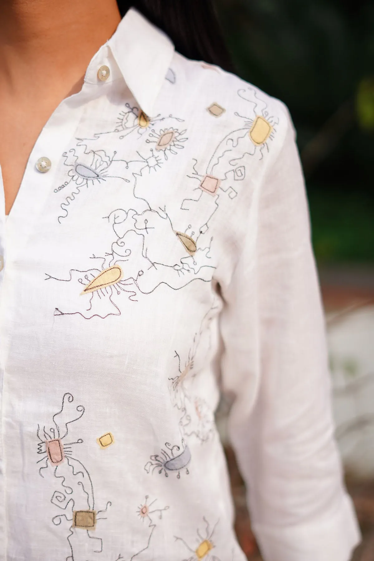 White Embroidered Long Shirt