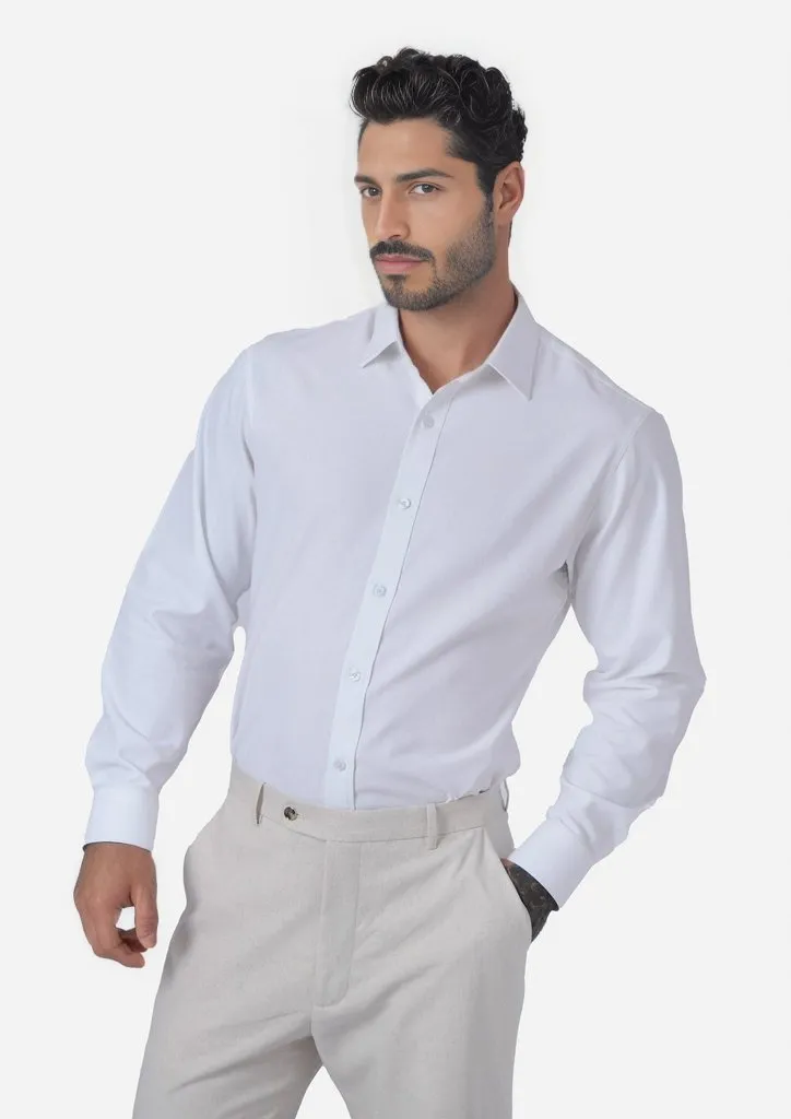 White Linen Blend Shirt