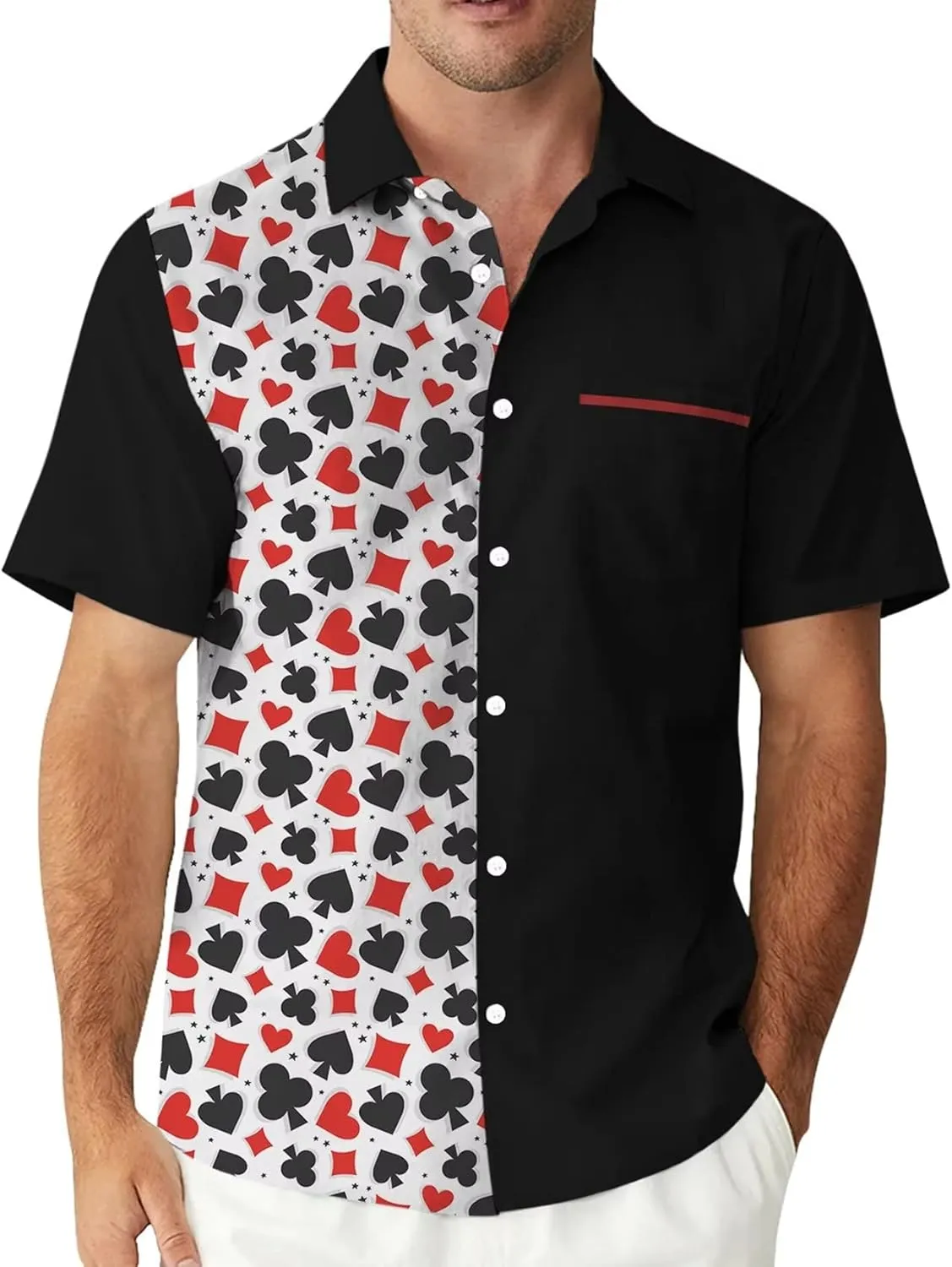 WHO IN SHOP Men's Hawaiian Shirt All Patterns Print Short Sleeve Button Down Shirts