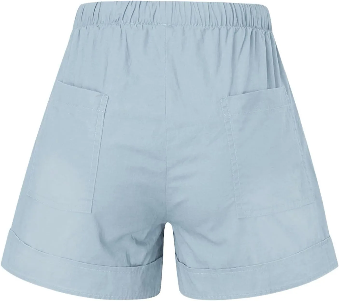 Women's Casual Elastic Waist Shorts Summer Comfy Drawstring Short Pants Lightweight Solid Color Shorts with Pockets