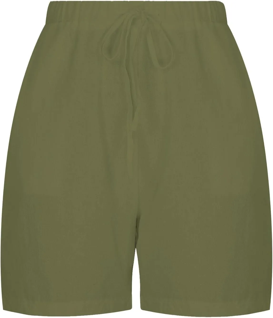 Women's Linen Summer Shorts Knee Length Casual Bermuda Shorts Wide Leg High Waist Drawstring Short Pants with Pocket