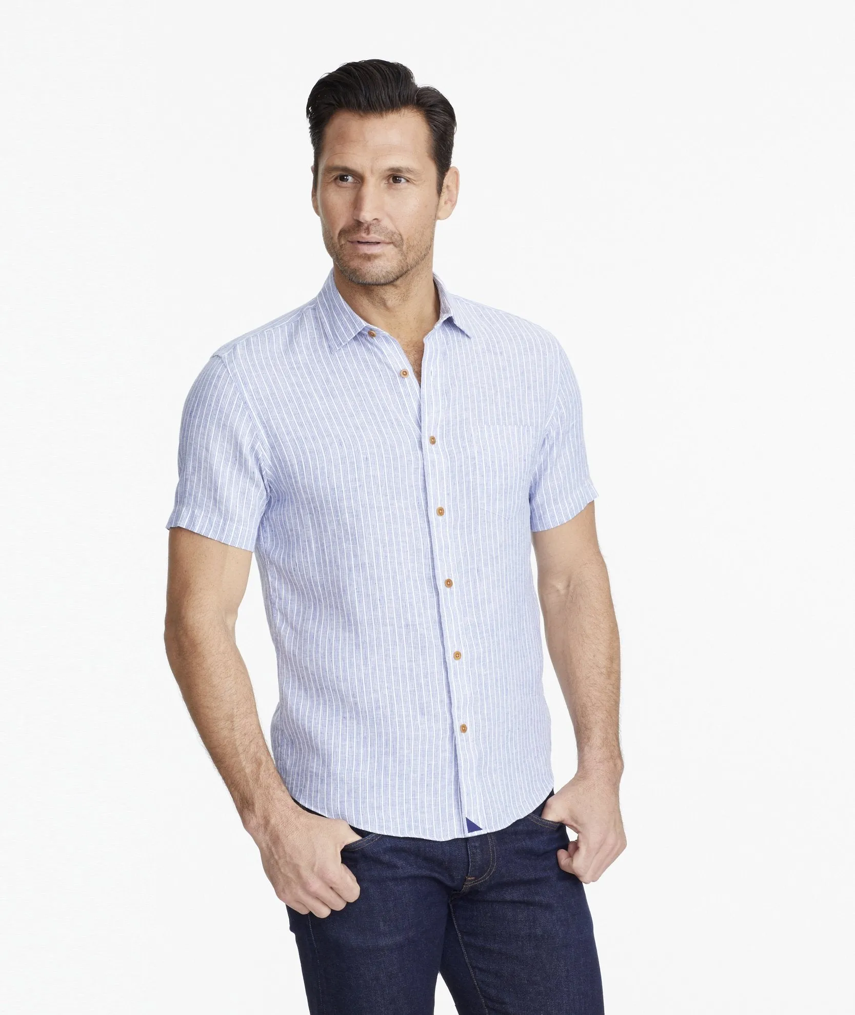 Wrinkle-Resistant Linen Short-Sleeve Westrey Shirt